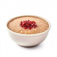 Amaranth Porridge cooked side view isolated on white background photo