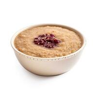 Amaranth Porridge cooked side view isolated on white background photo