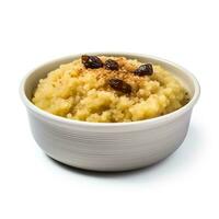 Millet Porridge cooked side view isolated on white background photo