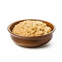 Barley Porridge cooked side view isolated on white background photo