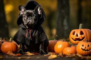 A French Bulldog wearing a Halloween costume photo