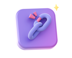 3d render of purple chains link connection side icon for UI UX web mobile apps social media ads design png