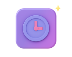 3d render of purple clock time icon for UI UX web mobile apps social media ads design png