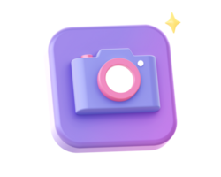 3d render of purple camera side icon for UI UX web mobile apps social media ads design png