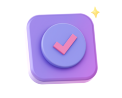 3d render of purple circle with checklist side icon for UI UX web mobile apps social media ads design png