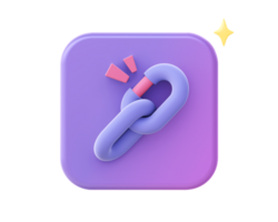 3d render of purple chains link connection icon for UI UX web mobile apps social media ads design png