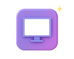 3d rendre de violet ordinateur moniteur icône pour ui ux la toile mobile applications social médias les publicités conception png