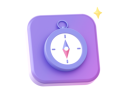 3d render of purple compass side icon for UI UX web mobile apps social media ads design png