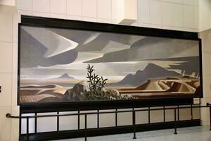 El Paso, Texas March 12 2007 A Tom Lea Mural that hangs in the foyer of the Main Library in El Paso photo