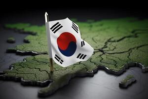 South Korea map flag on world map ai generated photo