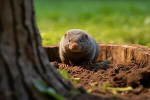 Mole in nature, national geography, Wide life animals. AI Generated. photo