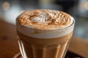 Close-up Caffe latte, Coffee. . photo