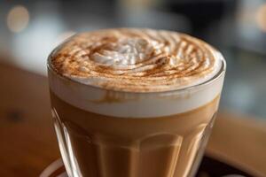 Close-up Caffe latte, Coffee. AI Generated. photo