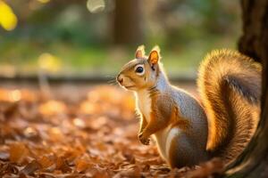 ardillas en naturaleza, nacional geografía, amplio vida animales ai generado. foto