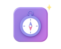 3d rendere di viola bussola icona per ui UX ragnatela mobile applicazioni sociale media Annunci design png