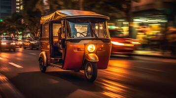 Rickshaw of a beautiful Transportation with futuristic design. . photo