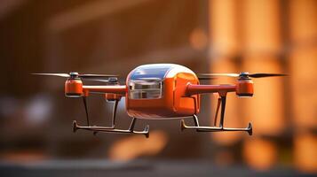 Parcel delivery Drone of a beautiful Transportation with futuristic design. AI Generated. photo