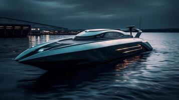 Speedboat of a beautiful Transportation with futuristic design. . photo