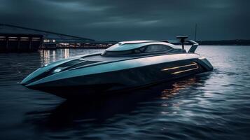 Speedboat of a beautiful Transportation with futuristic design. AI Generated. photo