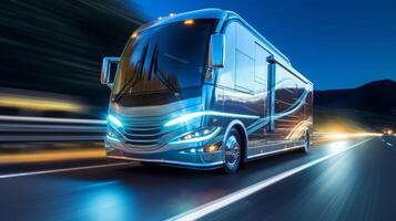 Bus of a beautiful Transportation with futuristic design. . photo