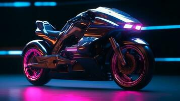 Motorcycle of a beautiful Transportation with futuristic design. AI Generated. photo