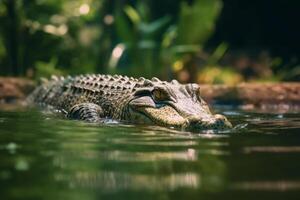 Crocodiles in nature, national geography, Wide life animals. AI Generated. photo