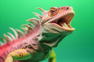 muy linda iguana en naturaleza, nacional geografía, amplio vida animales ai generado. foto