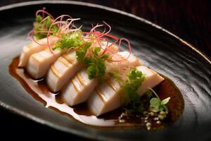 Close-up top view of ingredients Tuna, Japanese food. . photo