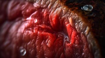 Close-up top view of ingredients Filet Mignon Steak on a table. . photo