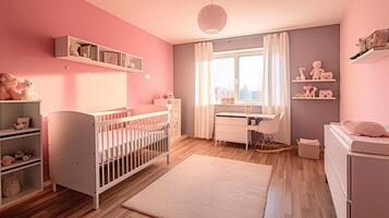 The Nursery room of a beautiful bright modern style house. . photo