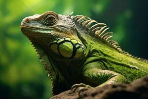 iguana en naturaleza, nacional geografía, amplio vida animales ai generado. foto