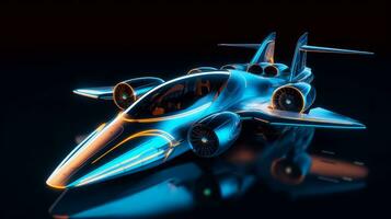 Airplane of a beautiful Transportation with futuristic design. AI Generated. photo