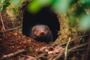 Mole in nature, national geography, Wide life animals. AI Generated. photo