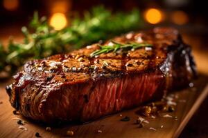 Close-up top view of ingredients Blade Steak on a table. AI Generated. photo