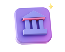 3d render of purple finance and banking side icon for UI UX web mobile apps social media ads design png