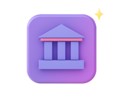 3d render of purple finance and banking icon for UI UX web mobile apps social media ads design png