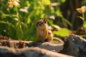 Chipmunks in nature, national geography, Wide life animals. AI Generated. photo