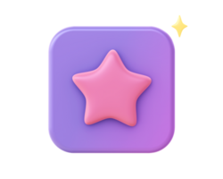 3d framställa av lila favorit stjärna ikon för ui ux webb mobil appar social media annonser design png