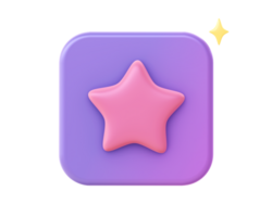 3d render of purple favorite star icon for UI UX web mobile apps social media ads design png