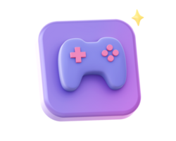 3d render of purple game controller joystick side icon for UI UX web mobile apps social media ads design png