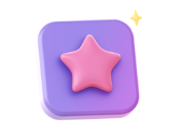 3d render of purple favorite star side icon for UI UX web mobile apps social media ads design png