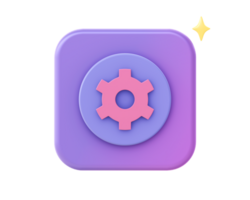 3d render of purple gear configuration setting icon for UI UX web mobile apps social media ads design png