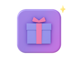 3d render of purple gift icon for UI UX web mobile apps social media ads design png