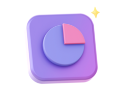 3d render of purple infographic pie chart side icon for UI UX web mobile apps social media ads design png
