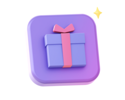 3d render of purple gift side icon for UI UX web mobile apps social media ads design png