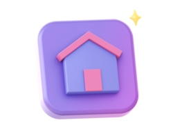 3d render of purple home side icon for UI UX web mobile apps social media ads design png