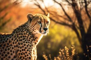 leopardo en naturaleza, nacional geografía, amplio vida animales ai generado. foto