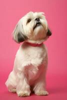 Very cute Shih Tzu in nature, national geography, Wide life animals. AI Generated. photo