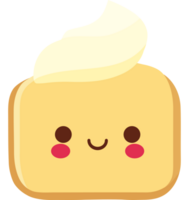 sorridente cartone animato torta con frustato crema png