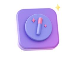 3d render of purple magic wand stick side icon for UI UX web mobile apps social media ads design png